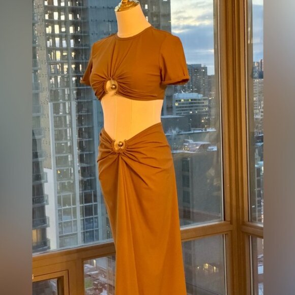🆕 CHRISTOPHER ESBER 🧿 NWOT Orbit Embellished Crop Top & Maxi Skirt Set, Sz US4 - Picture 11 of 16